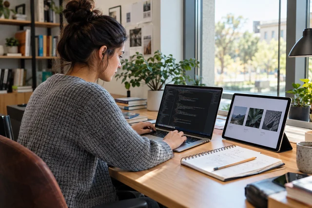 A student develops a software project and prepares a portfolio.